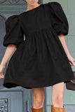 Fashion Casual Solid Patchwork O Neck A Line Dresses