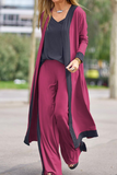 Casual Elegant Patchwork Contrast V Neck Long Sleeve Three Pieces(4 Colors)
