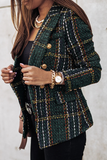 Elegant Plaid Striped Patchwork Buckle Turndown Collar Outerwear(4 Colors)