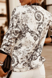 Casacos casuais elegantes com estampa patchwork com zíper e gola redonda (6 cores)