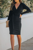 Elegant Solid Strap Design V Neck Pencil Skirt Dresses(5 Colors)