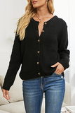 Casual Solid Buckle O Neck Tops Sweater(5 Colors)