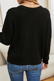 Casual Solid Buckle O Neck Tops Sweater(5 Colors)