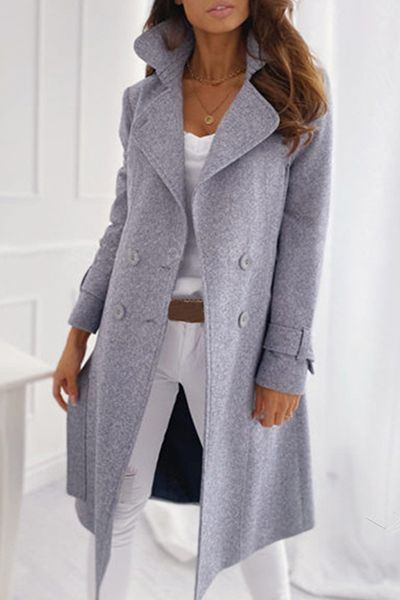 Casual Elegant Solid Patchwork Buckle Turndown Collar Outerwear(5 Colors)
