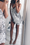 Sexy Solid Sequins Spaghetti Strap Pencil Skirt Dresses