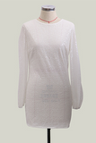 Moda elegante patchwork lantejoulas gola redonda vestidos saia lápis (3 cores)
