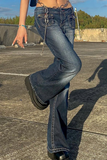 Street-Patchwork-Hose mit Taschen-Boot-Schnitt und hoher Taille