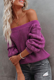 Casual Solid Patchwork Off the Shoulder Sweaters(4 Colors)