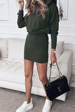 Casual Solid Patchwork Basic Hooded Collar Pencil Skirt Dresses