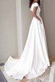 Elegant Solid Slit Fold V Neck Evening Dress Dresses