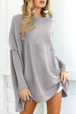 Casual Solid Split Joint O Neck Tops(11 Colors)