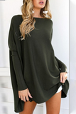 Casual Solid Split Joint O Neck Tops(11 Colors)