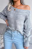 Casual Solid Pierced Split Joint Off the Shoulder Tops Sweater