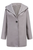 Casual Elegant Solid Patchwork Buttons Hooded Collar Outerwear(7 Colors)