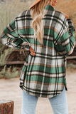 Casual Plaid Pocket Buckle Turndown Collar Outerwear(8 Colors)