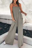 Fashion Living Solid Pocket Spaghetti Strap Loose Jumpsuits(5 Colors)