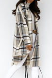 Lässige, elegante Karo-Oberbekleidung mit Taschenschnalle und Umlegekragen