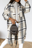 Lässige, elegante Karo-Oberbekleidung mit Taschenschnalle und Umlegekragen