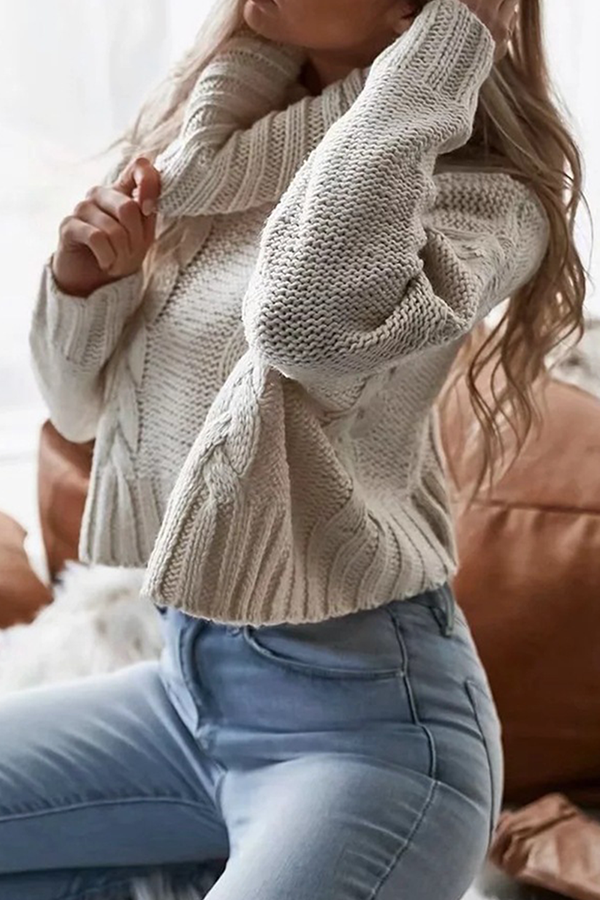 Fashion Casual Solid Split Joint Turtleneck Tops Sweater