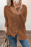 Lässiger, einfarbiger Pullover mit Patchwork-Schnalle und V-Ausschnitt (12 Farben)