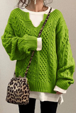 Suéter casual sólido patchwork com decote em V (8 cores)