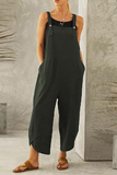 Casual Solid Buttons Capris Loose Jumpsuits(8 Colors)