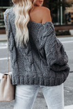 Suéter casual sólido patchwork básico com ombros de fora (3 cores)