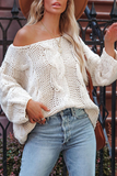 Casual Solid Patchwork Basic Off the Shoulder Tops Sweater(3 Colors)