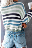 Casual Striped Patchwork O Neck Tops Sweater