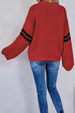Casual Striped Patchwork Contrast O Neck Tops Sweater