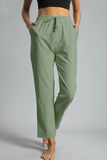 Lässige, einfarbige Hose mit Kordelzug und gerader Positionierung und Druck (5 Farben)