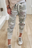 Casual Camouflage Print Draw String Capris Patchwork Bottoms(3 Colors)