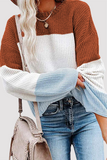 Casual Patchwork Contrast O Neck Tops(8 Colors)
