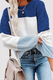 Casual Patchwork Contrast O Neck Tops(8 Colors)