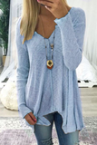 Casual Solid Split Joint V Neck Tops(5 Colors)