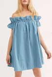 Fashion Casual Solid Flounce Off the Shoulder Princess Dresses