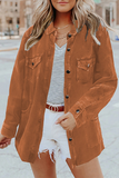Casual Solid Pocket Buckle Turndown Collar Outerwear