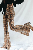 Bota básica de leopardo com estampa animal de rua da moda com corte de cintura alta e estampa completa