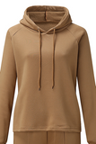 Street Sportswear Solid Patchwork Draw String Hooded Collar Long Sleeve Two Pieces(5 Colors)