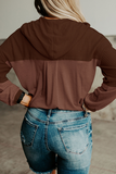 Casual Patchwork Buckle Contrast Hooded Collar Hoodies(3 Colors)