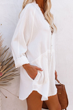 Casual Solid Patchwork Buckle V Neck Blouses