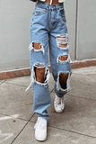 Jeans Harlan de cintura média sólida de rua