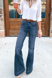 Lässige, solide Patchwork-Jeans mit Boot-Cut-Denim (3 Farben)