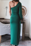 Solid One Shoulder Irregular Dress Dresses(3 Colors)