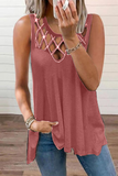 Casual Solid Hollowed Out O Neck Tops(8 Colors)