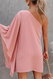 Casual Solid One Shoulder Straight Dresses(10 Colors)