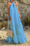Fashion Solid Halter Cake Skirt Dresses(6 Colors)