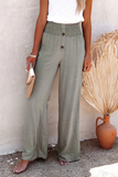 Moda sólida retalhos soltos cintura alta perna larga calças de cor sólida (6 cores)