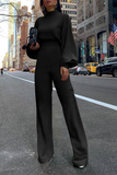 Casual Solid Half A Turtleneck Straight Jumpsuits(3 Colors)