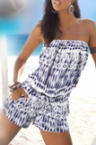 Casual Print Strapless Straight Jumpsuits(3 Colors)